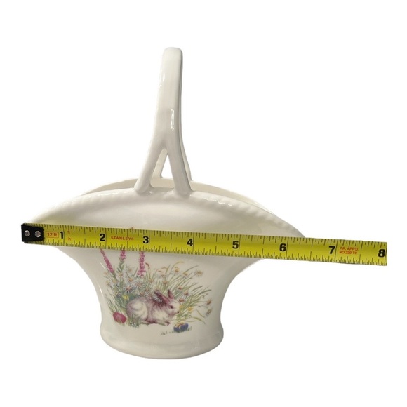 Bunny Glazed Ceramic Basket Grace Tea Ware Easter Rabbit in the Garden Spring - Picture 8 of 9